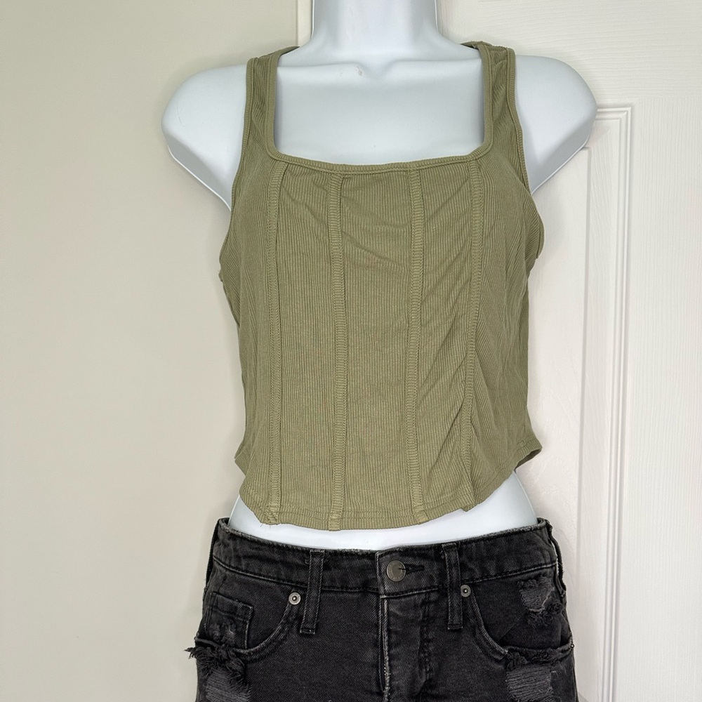 Lelis NWT Crop Green Corset Fit Ribbed Tank